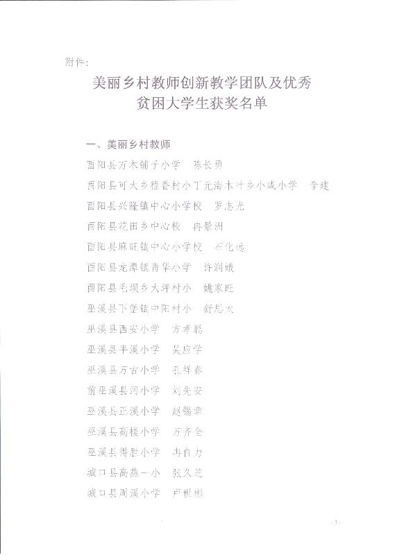 关于奖励美丽乡村教师创新教学团队及优秀贫困大学生的通报(图3)