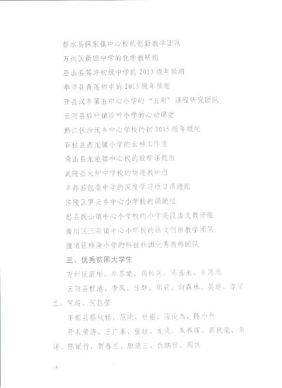 关于奖励美丽乡村教师创新教学团队及优秀贫困大学生的通报(图7)